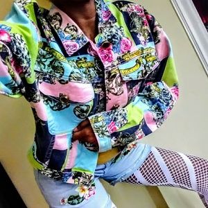 Very 😱hot vintage hip hop cuties blue jean jacket